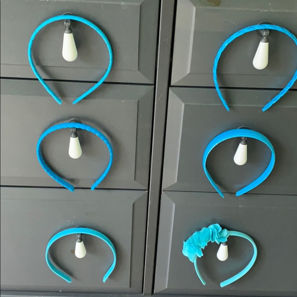 Six blue headbands